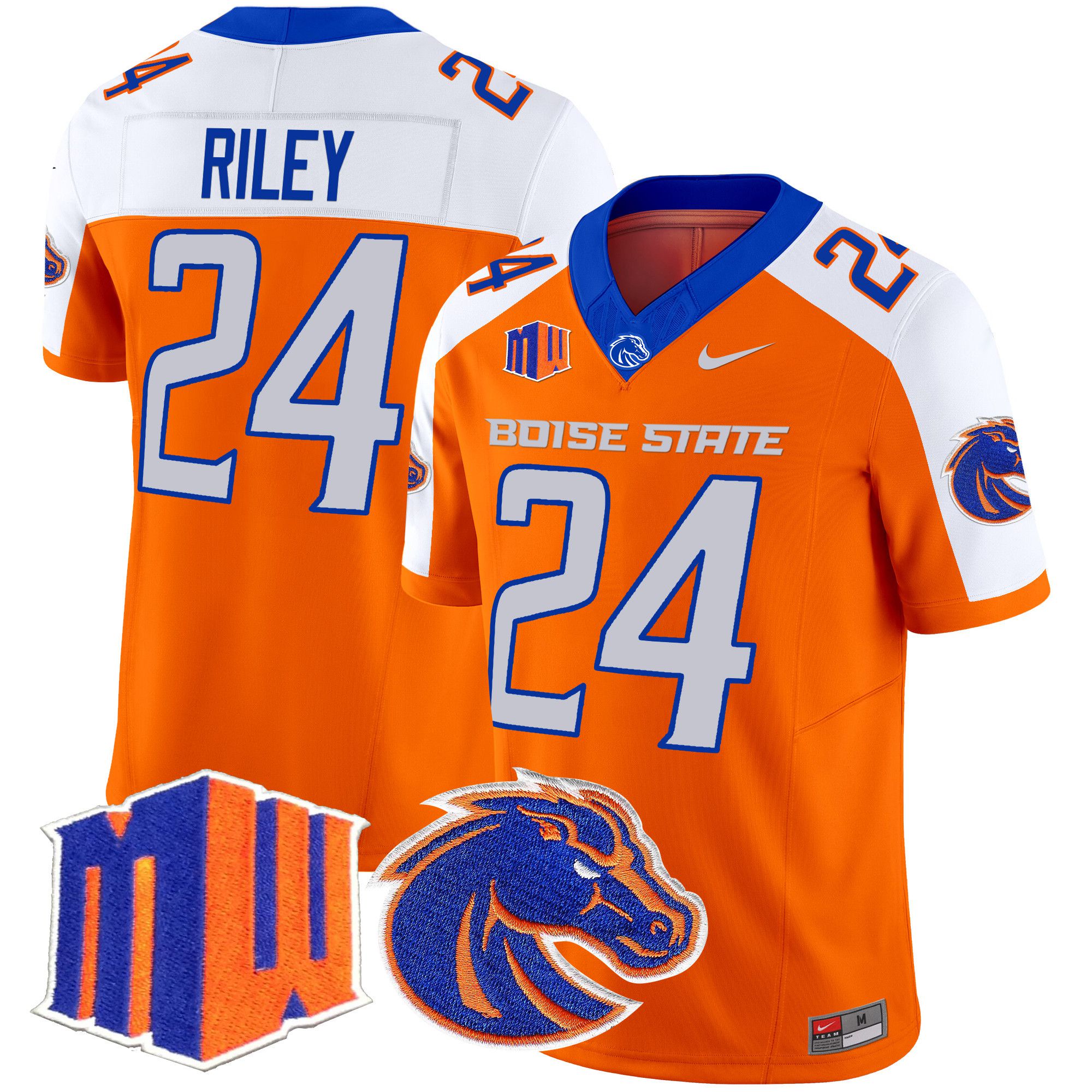 Men Boise State Broncos #24 Riley Orange Nike 2024 Vapor Limited NCAA Jersey